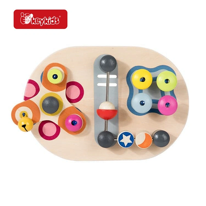 2026 Oval Wooden Busy Board, Montessori Sensory Activity Toy with Spinning, Sliding and Bell Features for Toddlers W12D929